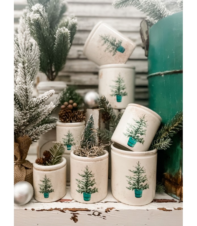 Antique Christmas Teal Ice Cream Bucket Collection  - Holiday 